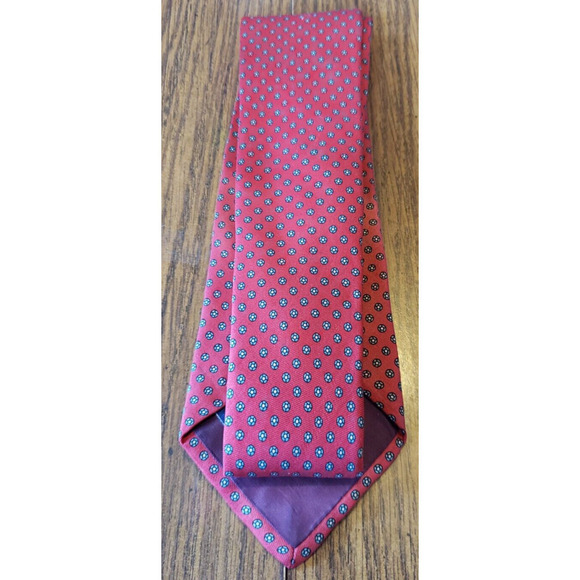 Allen Solly England Red and Green Polka Dot Necktie Tie - Picture 2 of 7